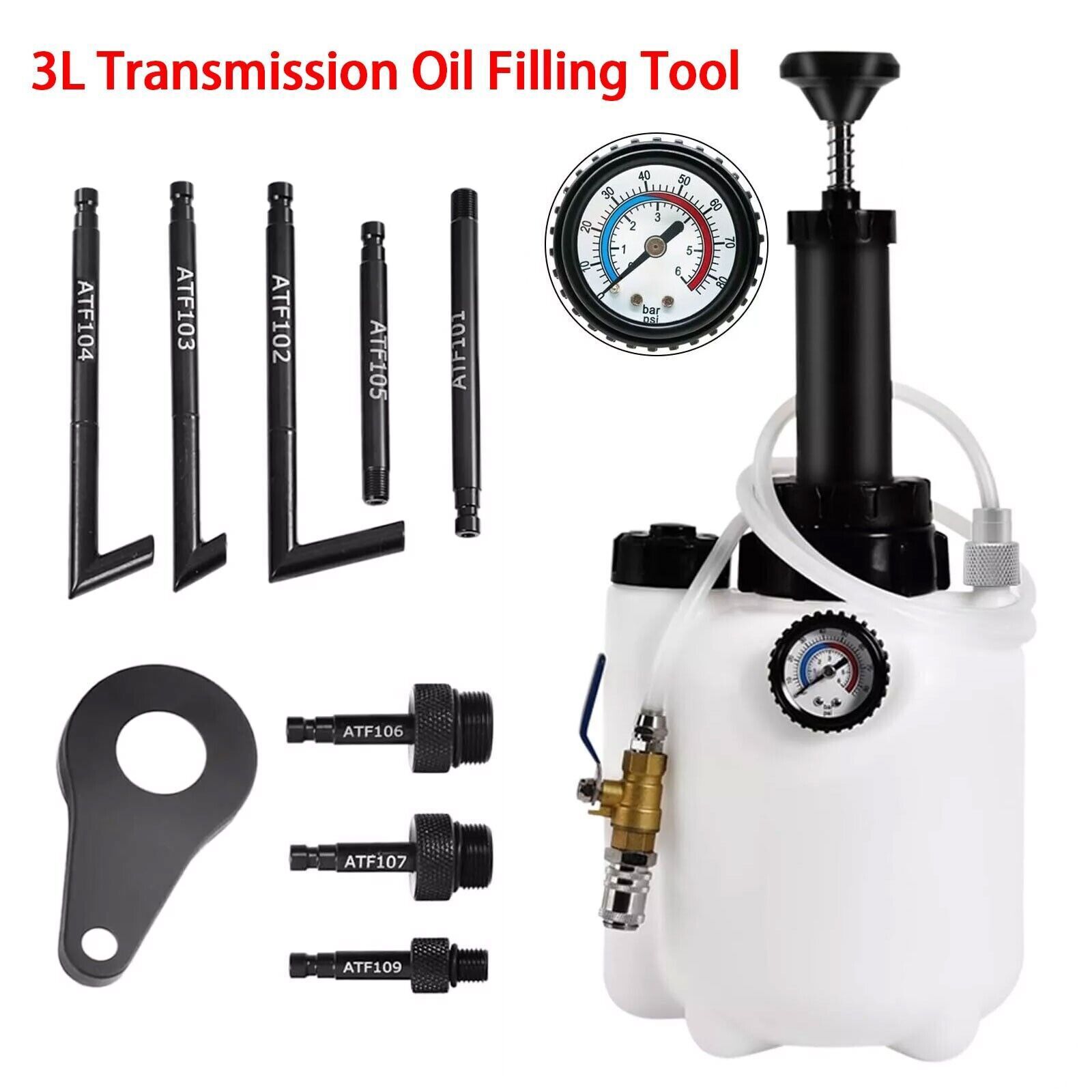 3L Transmission Fluid Pump Oil Manual Tool With 8pc ATF Adaptors Filler System