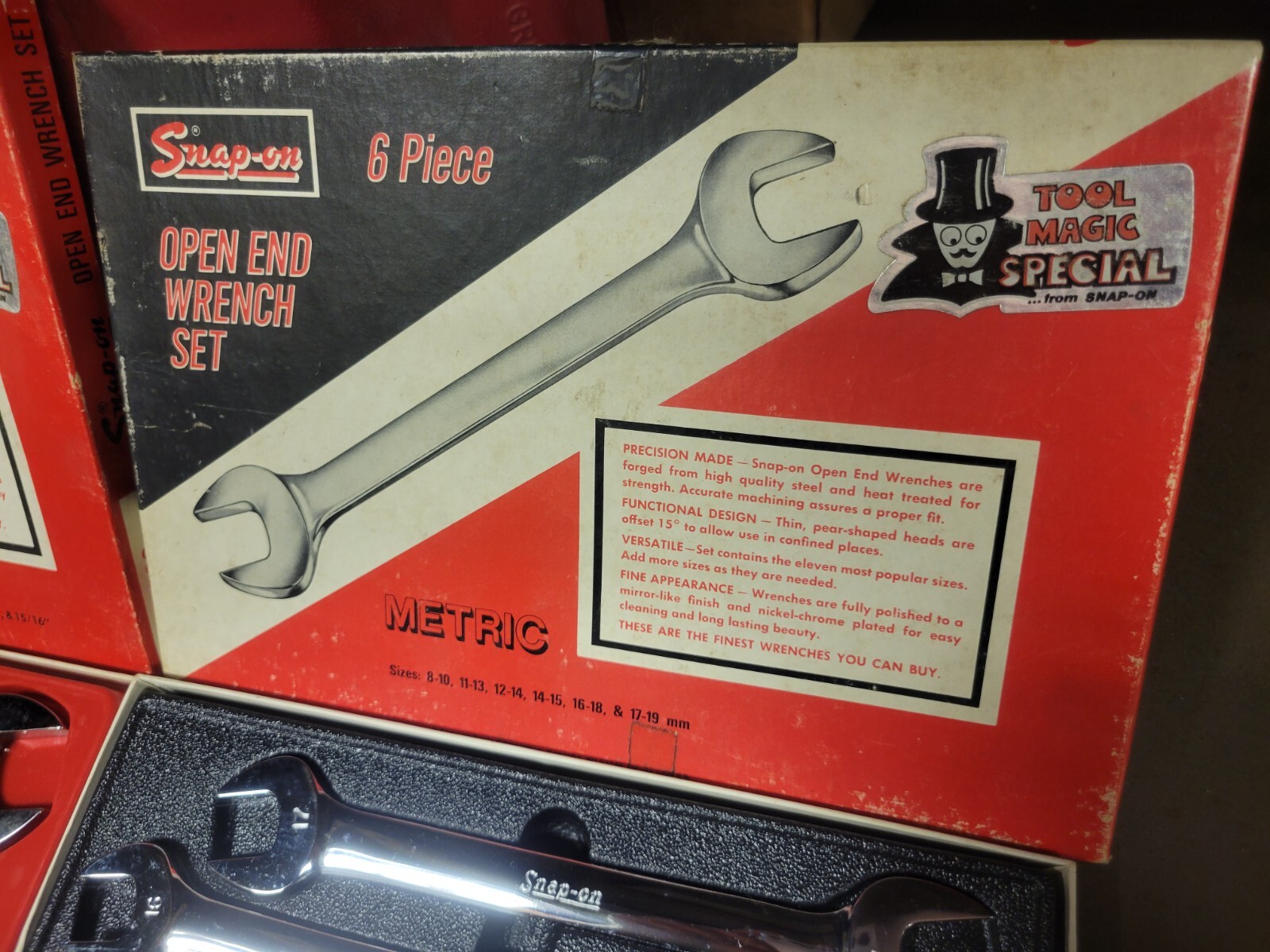 Vintage Snap On USA metric & standard open end wrench set original box very rare