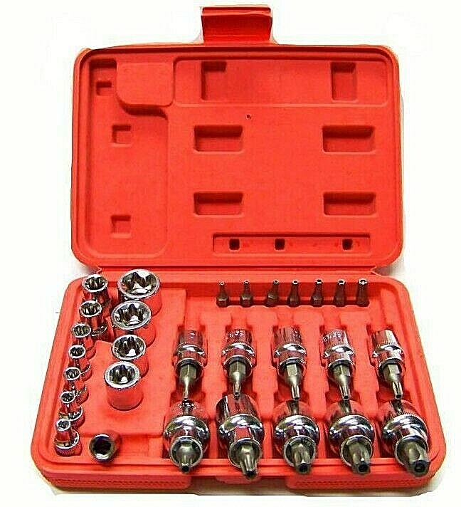 30pc Male Tamper Proof Star Bit & Female E Socket Set Torx Driver Bits Tool CR-V