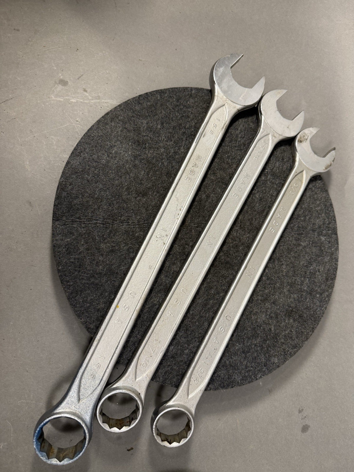 Indestro #1086 1087 & 1089 Vintage Large Combination Wrenches.1-3/8,1-7/16,1-5/8