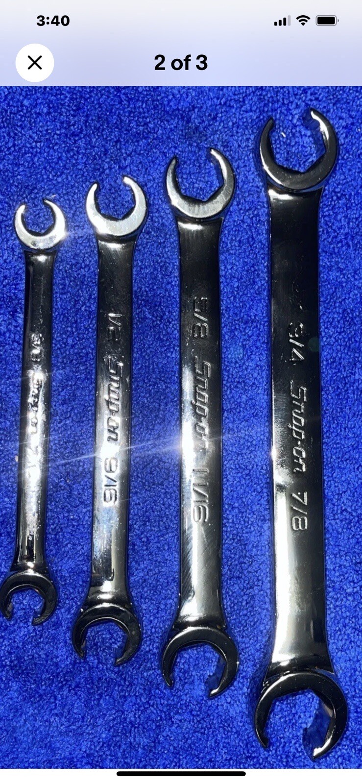 NEW Snap-On Tools 4pc SAE Double End Flare Nut Wrench Set 3/8″- 7/8″ RXFS USA