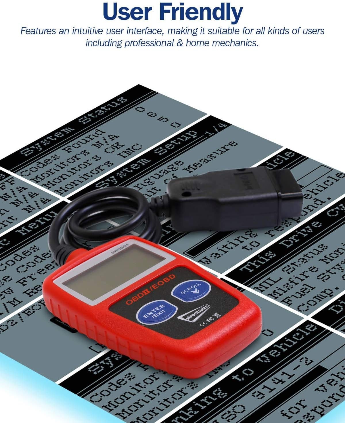 MPE OBDII Car Engine Scanner Diagnostic Fault Error Code Reader with LCD Display