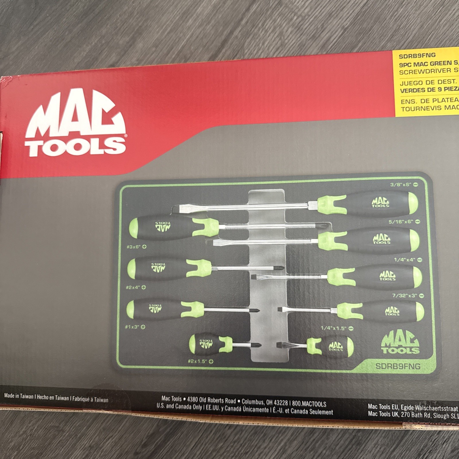 NEW Mac Tools 9pc Screwdriver Set SDRB9FNG LIFETIME WARRANTY