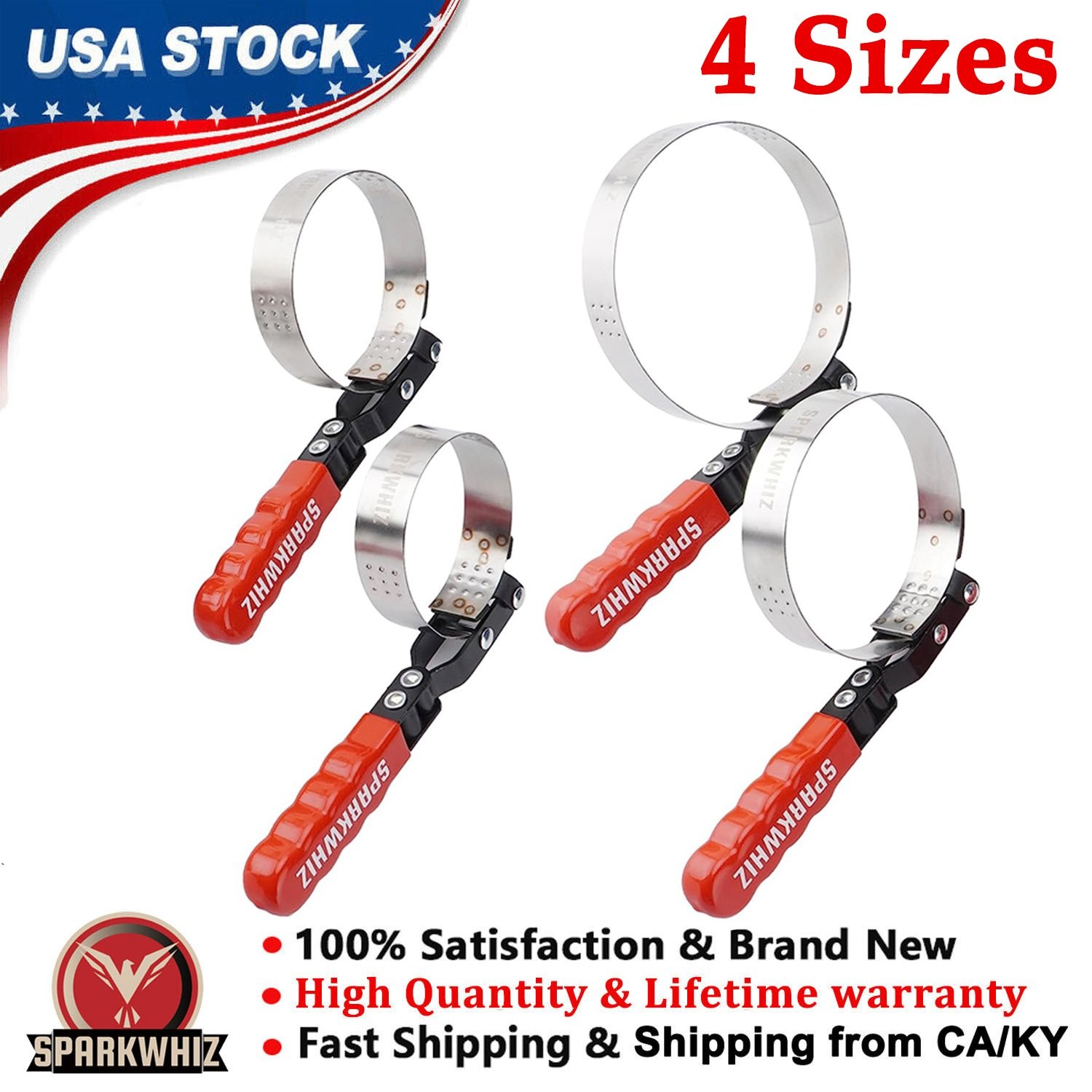 Oil Filter Removal Tool Kit Adjustable Oil Filter Wrench 2-3/4″ – 5-1/4″ 4 Sizes