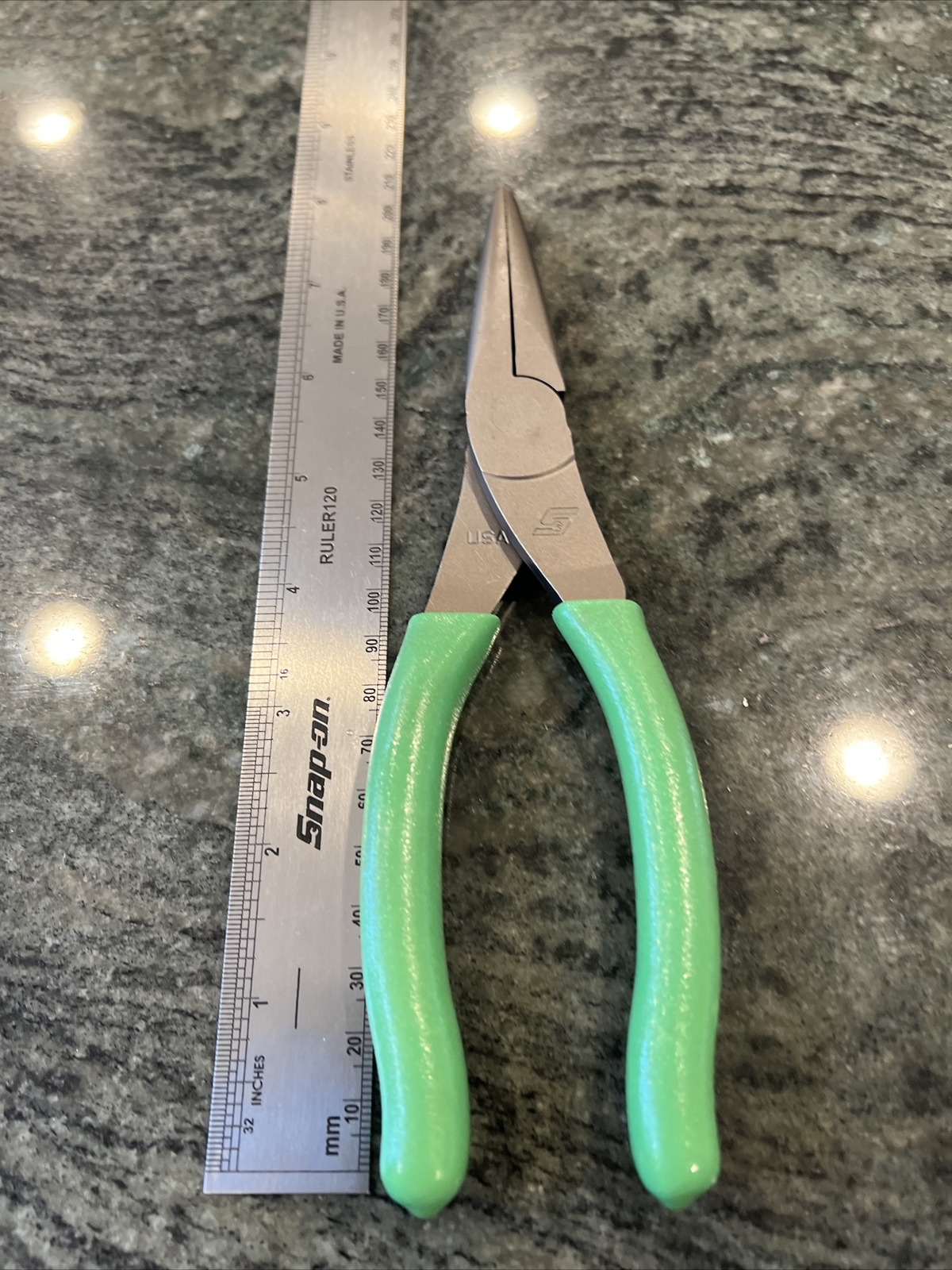 Snap-On 96acf 8″ talon grip needle nose pliers green new