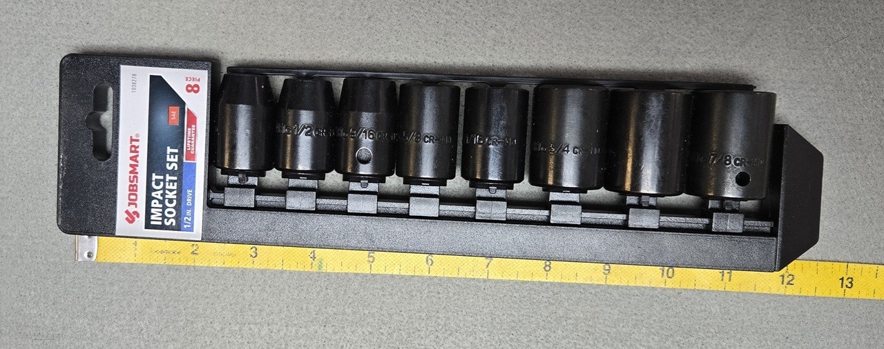 JobSmart 8 pc SAE Impact socket set / 6pt Impact sockets 7/16 – 7/8″