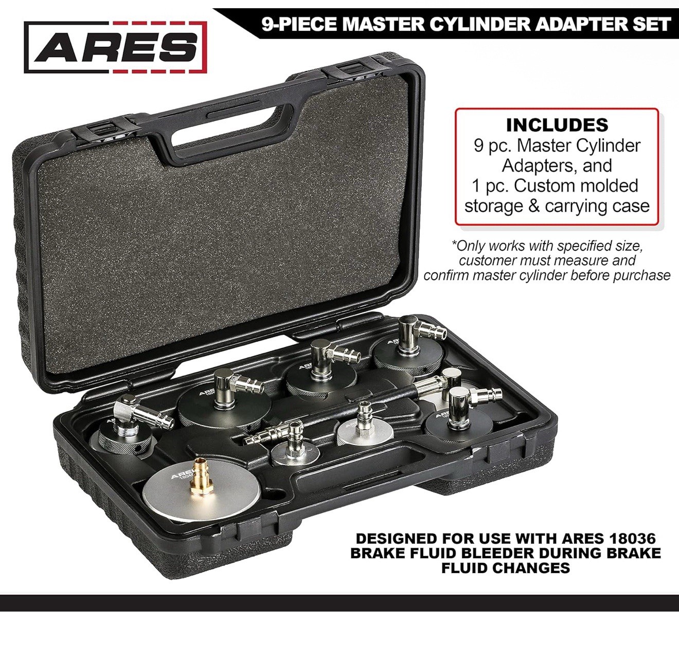 ARES 18038 9 Piece Master Cylinder Adapter Set – Included Adapters Brake Bleedin