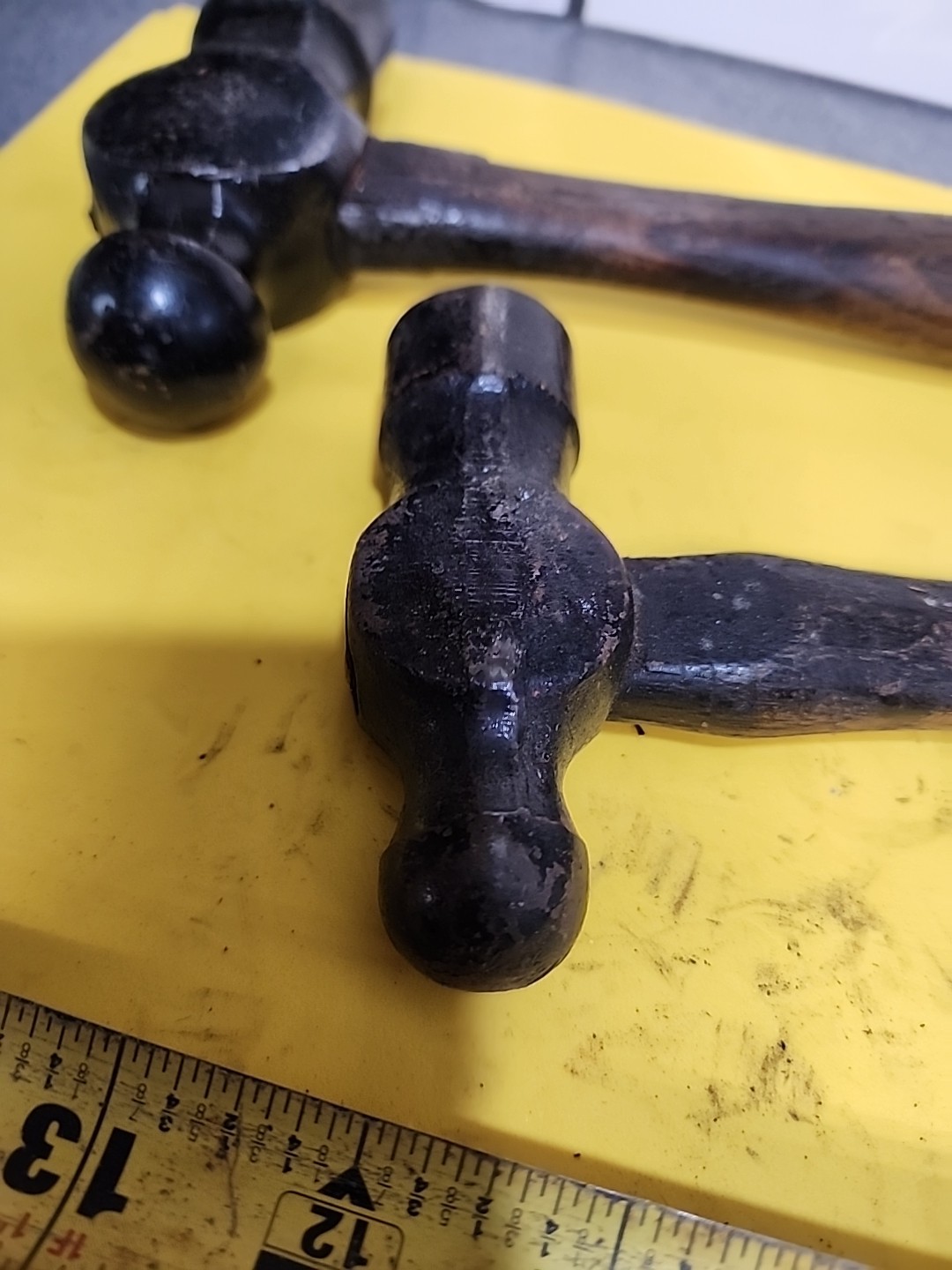 2-Vintage Ball Peen Hammers 24oz & 16oz. Original Handles (Actual Wt 36oz & 20oz