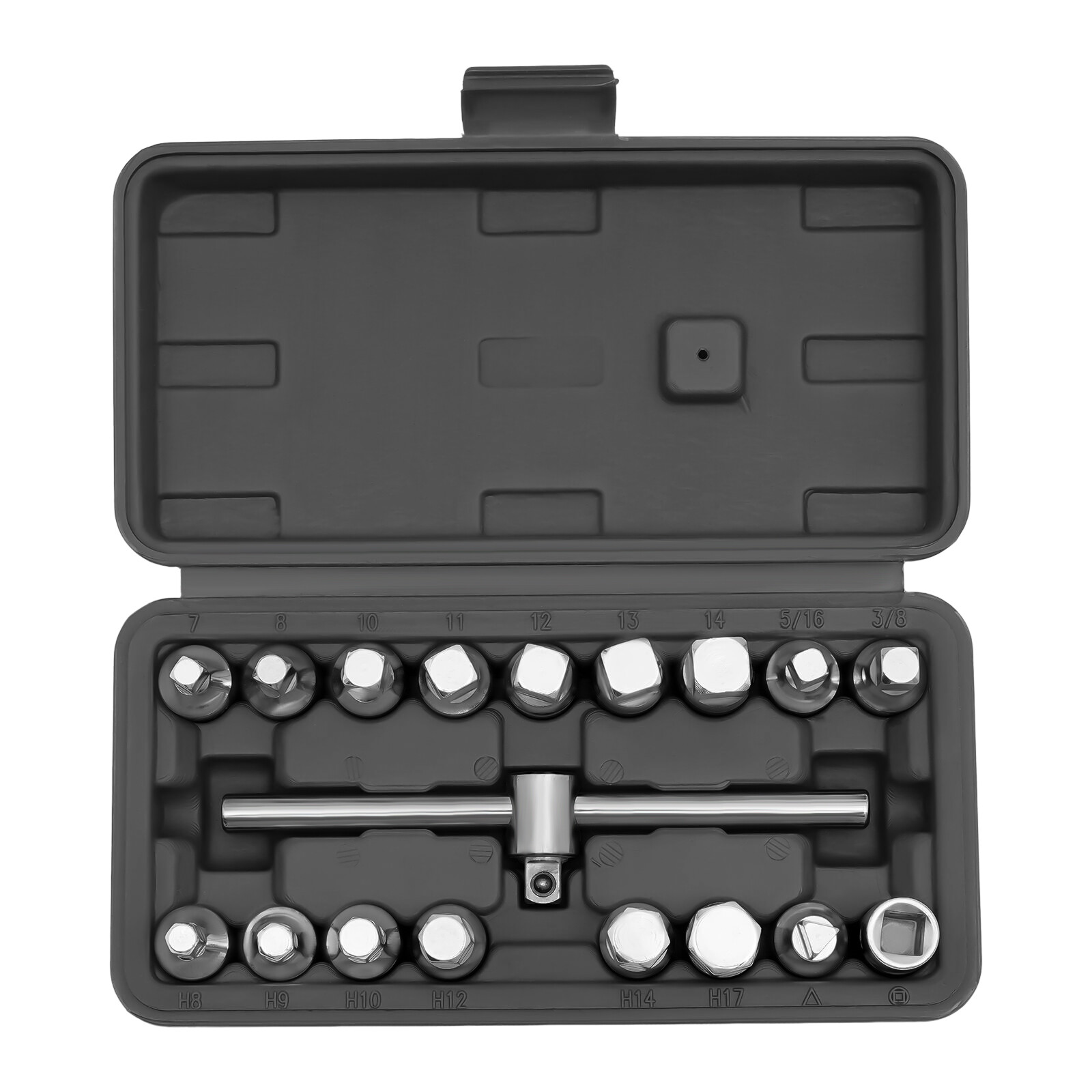 18pcs Oil Drain Pipe Plug Square Triangle Socket 3/8» Drive Removal Tool Set