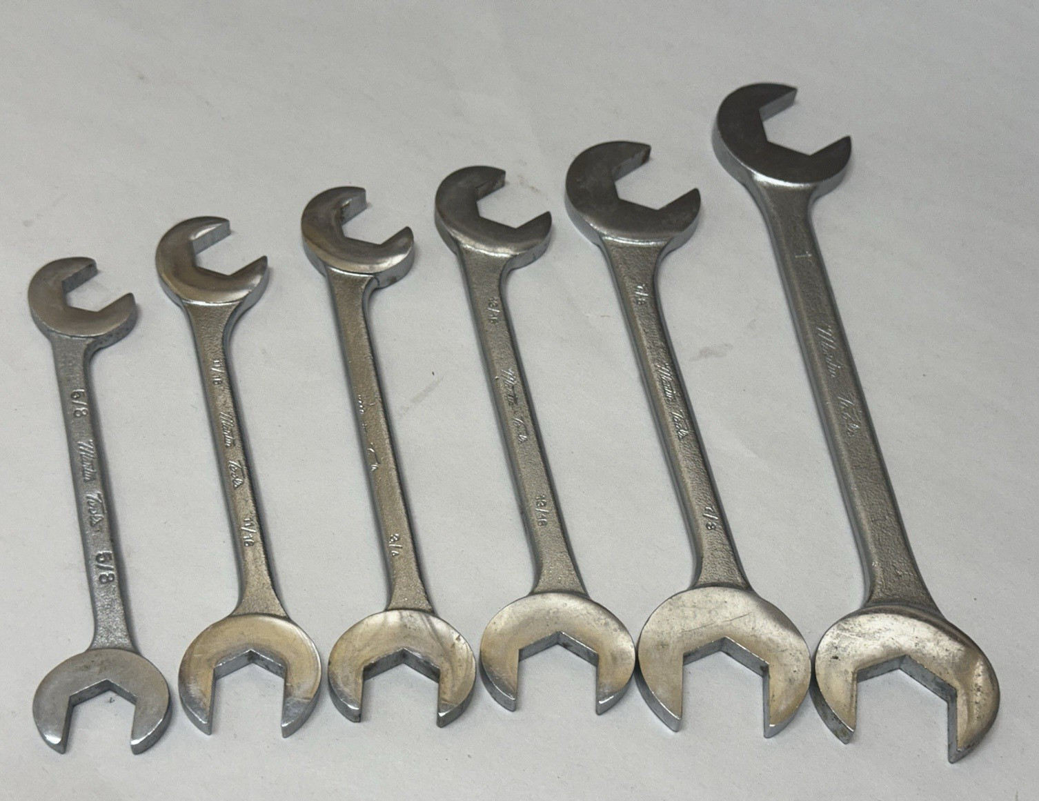 Incomplete USA Martin Tool 6 pc SAE 4-Way Angle Open End Wrench Set 5/8 – 1″