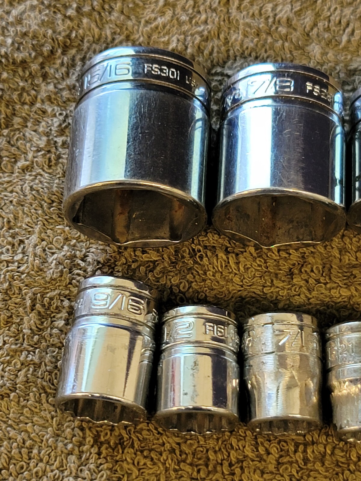 11 Snap-on F301 241 181 Socket Set 3/8″ Drive Sae 15/16 7/8 3/4 5/8 1/2 5/16 1/4