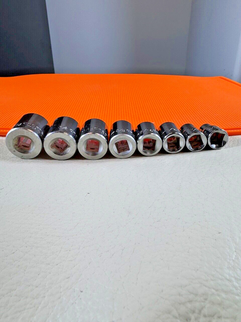 Craftsman 8 Socket Set 3/8″ Drive 12 Pt Shallow Standard 13/16″ to 3/8″ USA EE