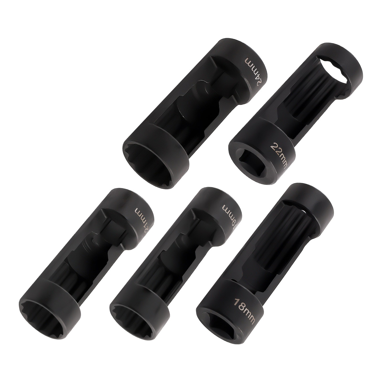 5pcs Strut Nut Socket 18mm 19mm 21mm 22mm 24mm 1/2 Drive Suspension Shock Tool