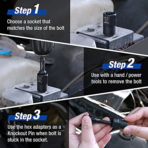 14 Pcs Impact Bolt and Nut Remover Set Nut Extractor for Damaged Bolt Screw