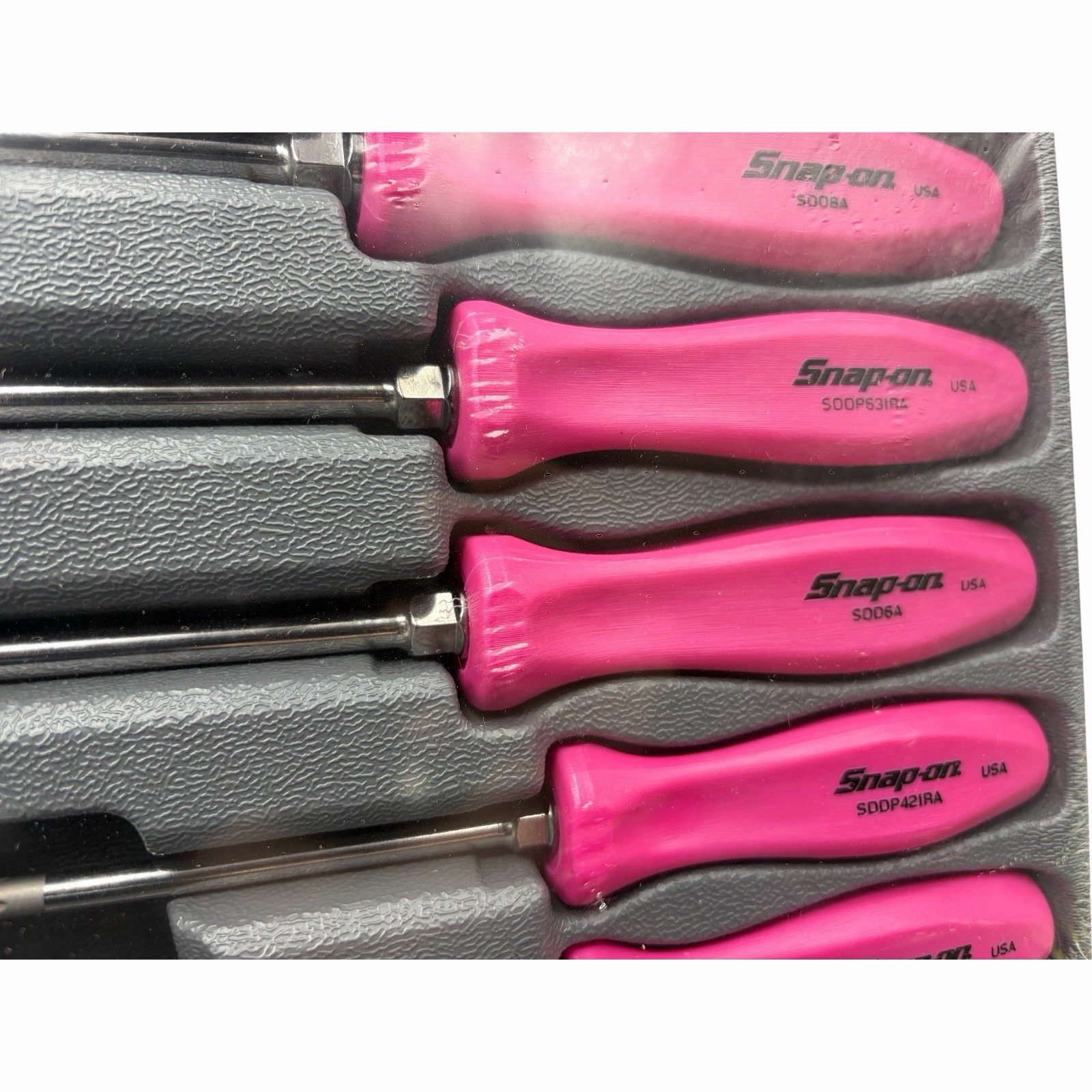 Snap On Tools Pink Hard Handle Combination Screwdriver Set SDDX70APP 7 Piece New