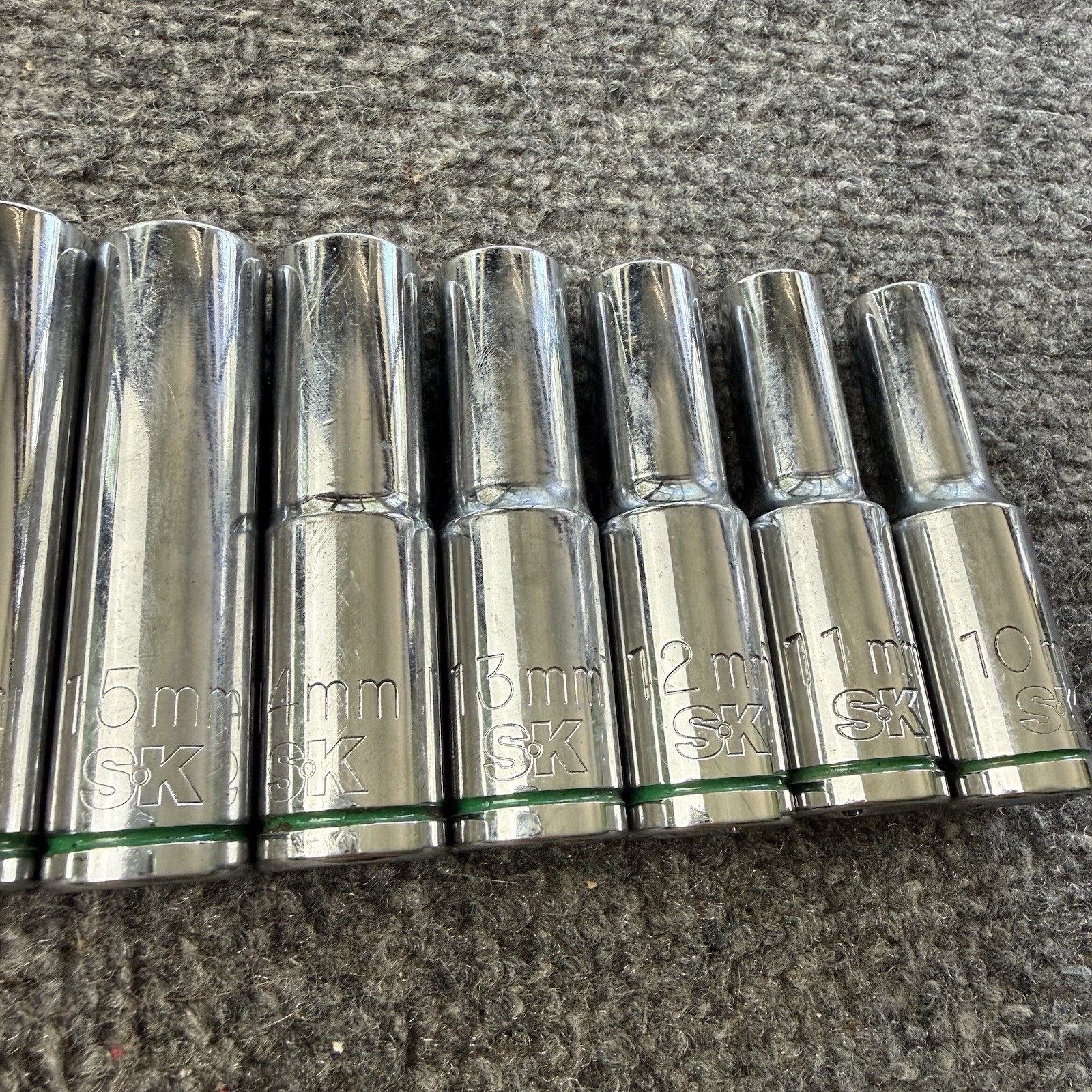 SK Professional 1/2″ Drive Deep Metric 6-Pt Socket Set Made in USA 10mm-20mm