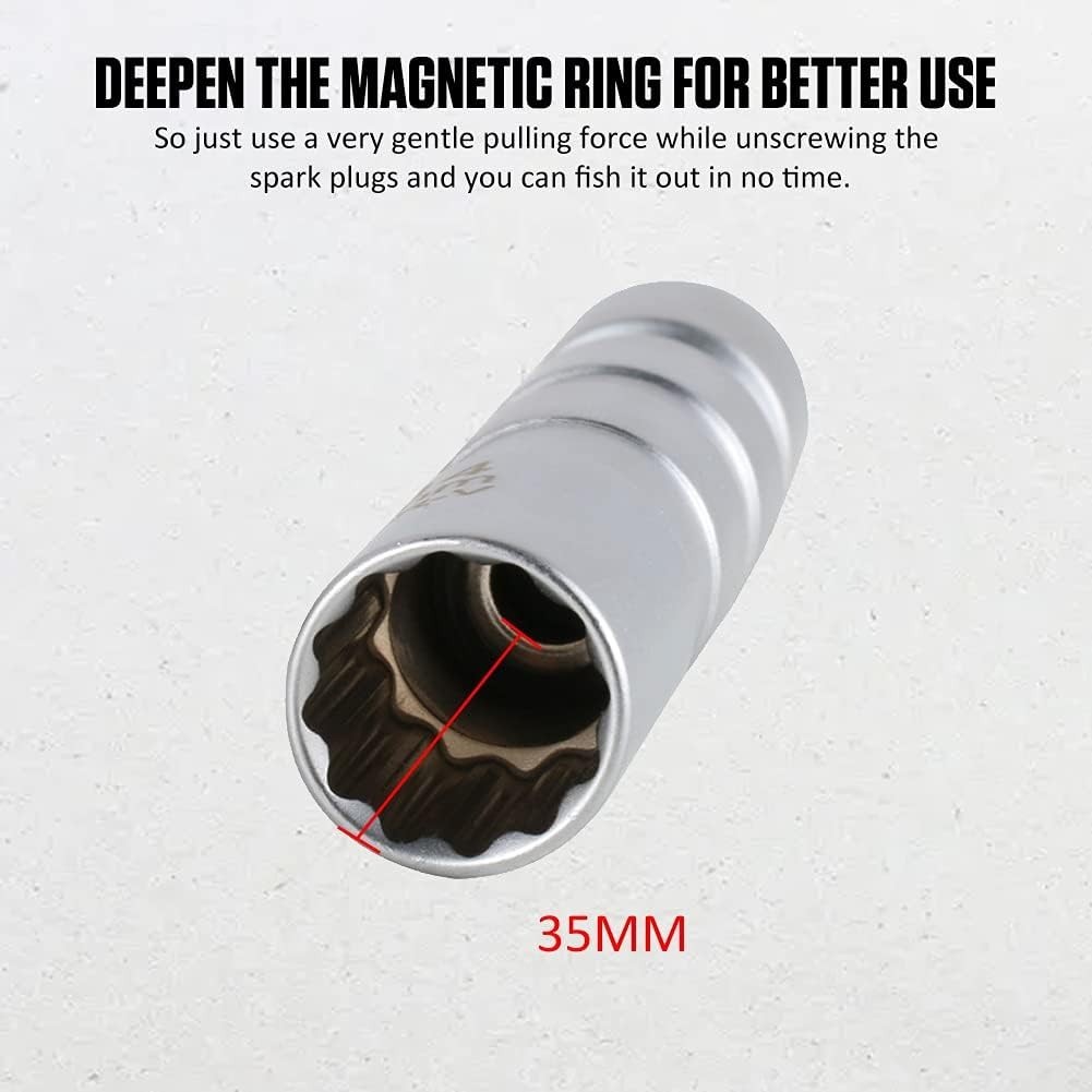 14mm Magnetic Spark Plug Socket – Durable CR-V Steel, 12-Point Design