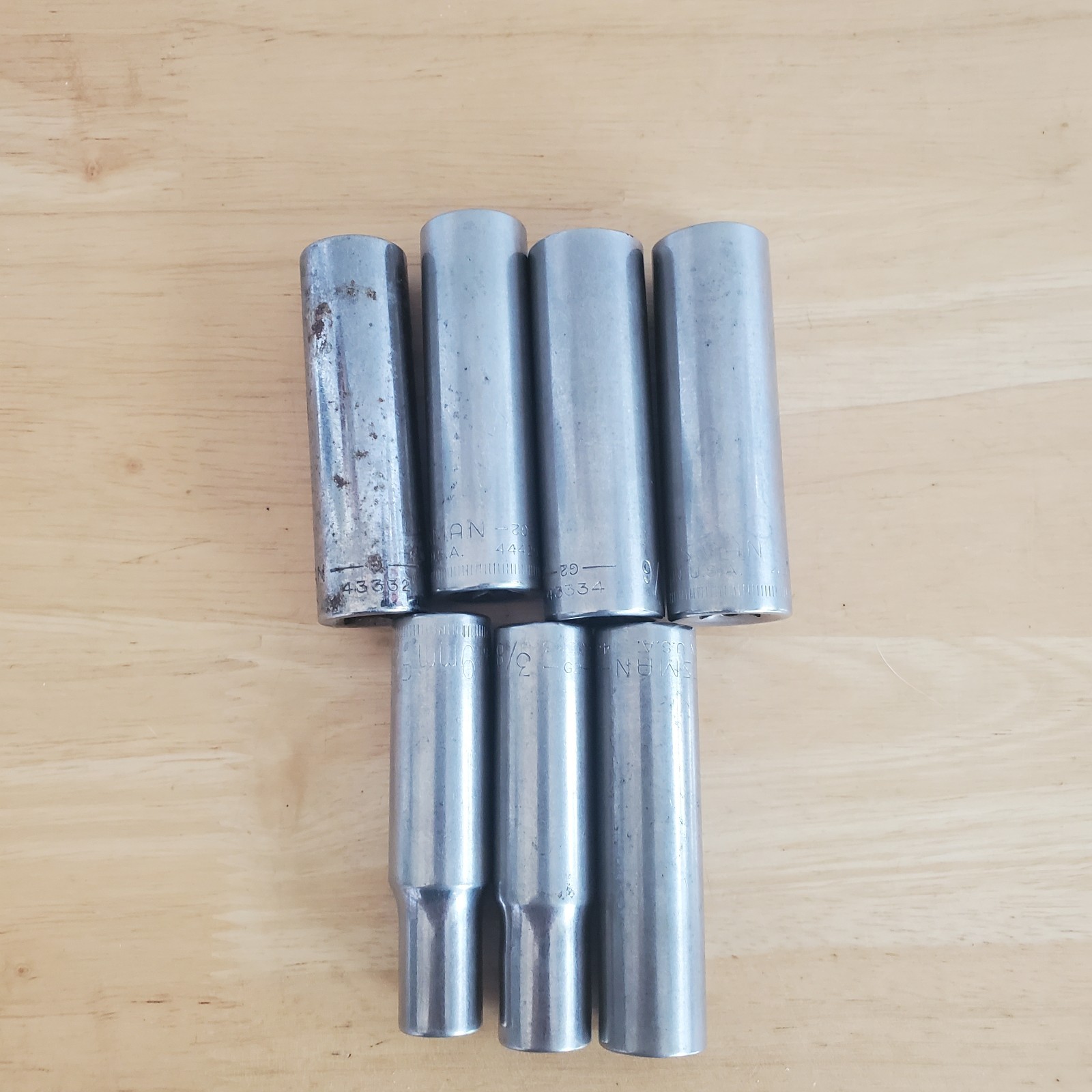 Craftsman Lot of 7 Metric & SAE 3/8″ Dr 6pt G Series Long Sockets READ