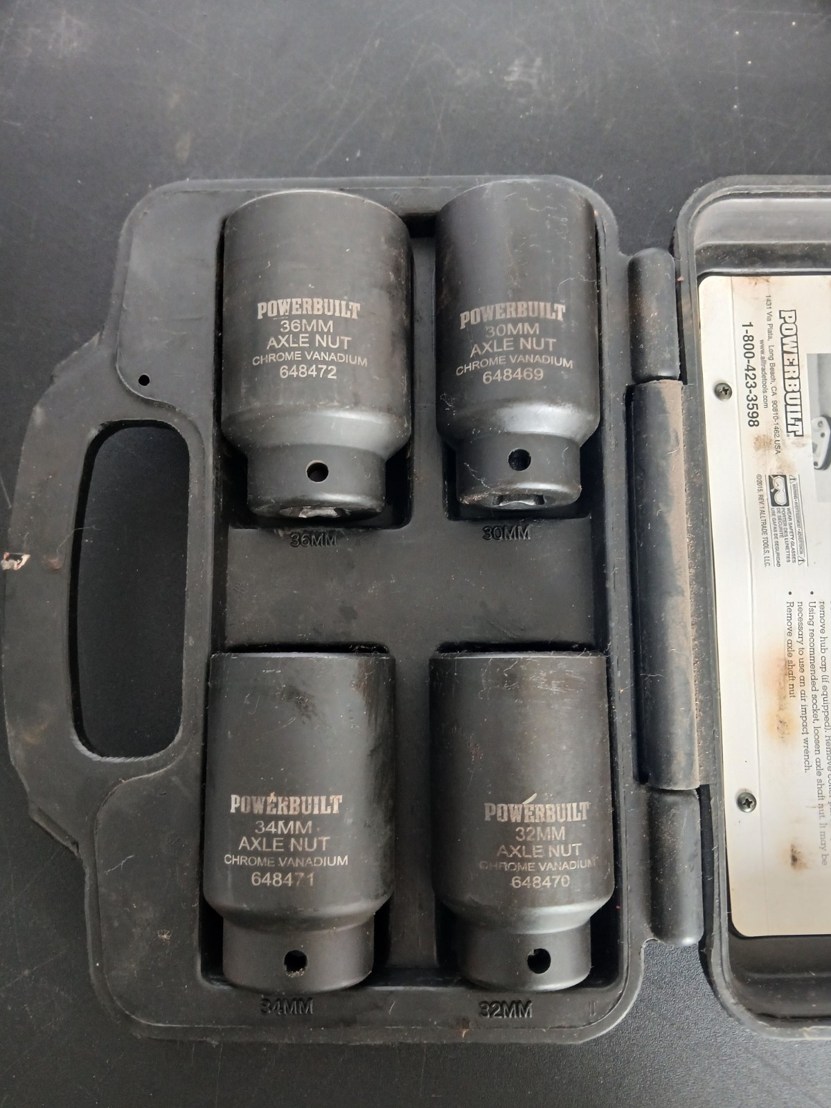 Powerbuilt 4 Pc Axle Nut Impact Socket Set 30mm 32mm 34mm 36mm Kit #10 648635
