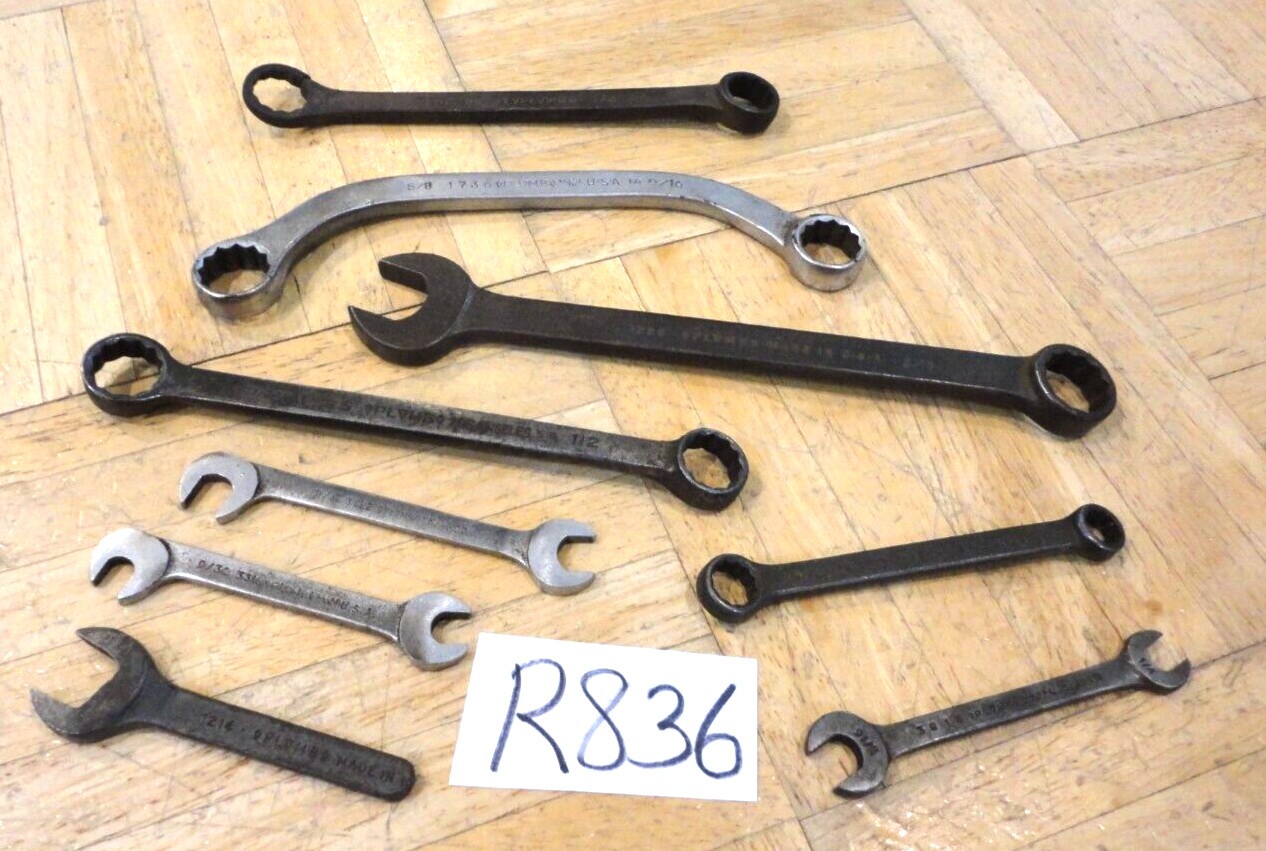 PLOMB TOOLS 9 PIECE ASSORTED SAE. WRENCHES, OBSTRUCTION, BOX & OPEN END, COMBO