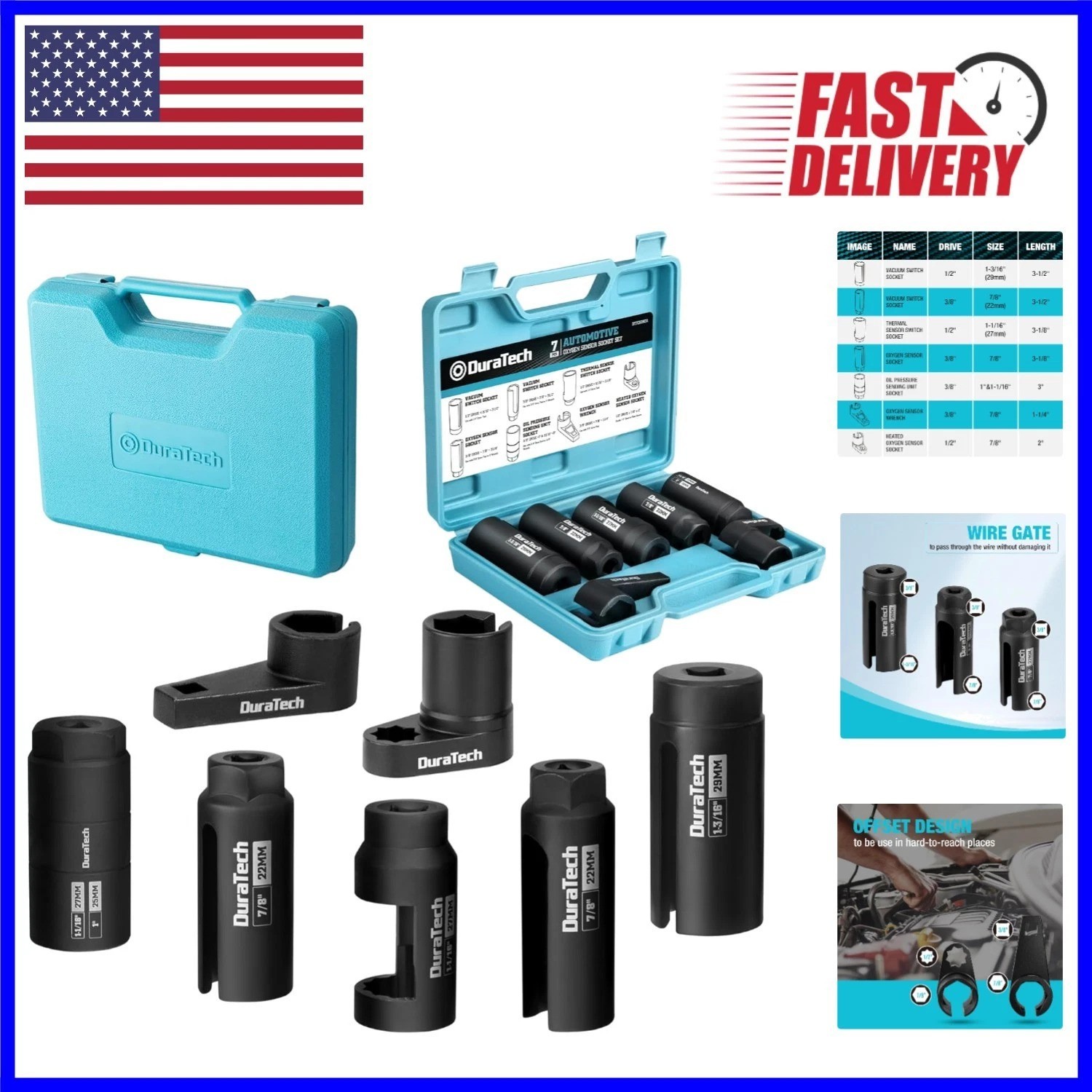 7-Piece O2 Sensor Removal Tool Set – Corrosion Resistant Design
