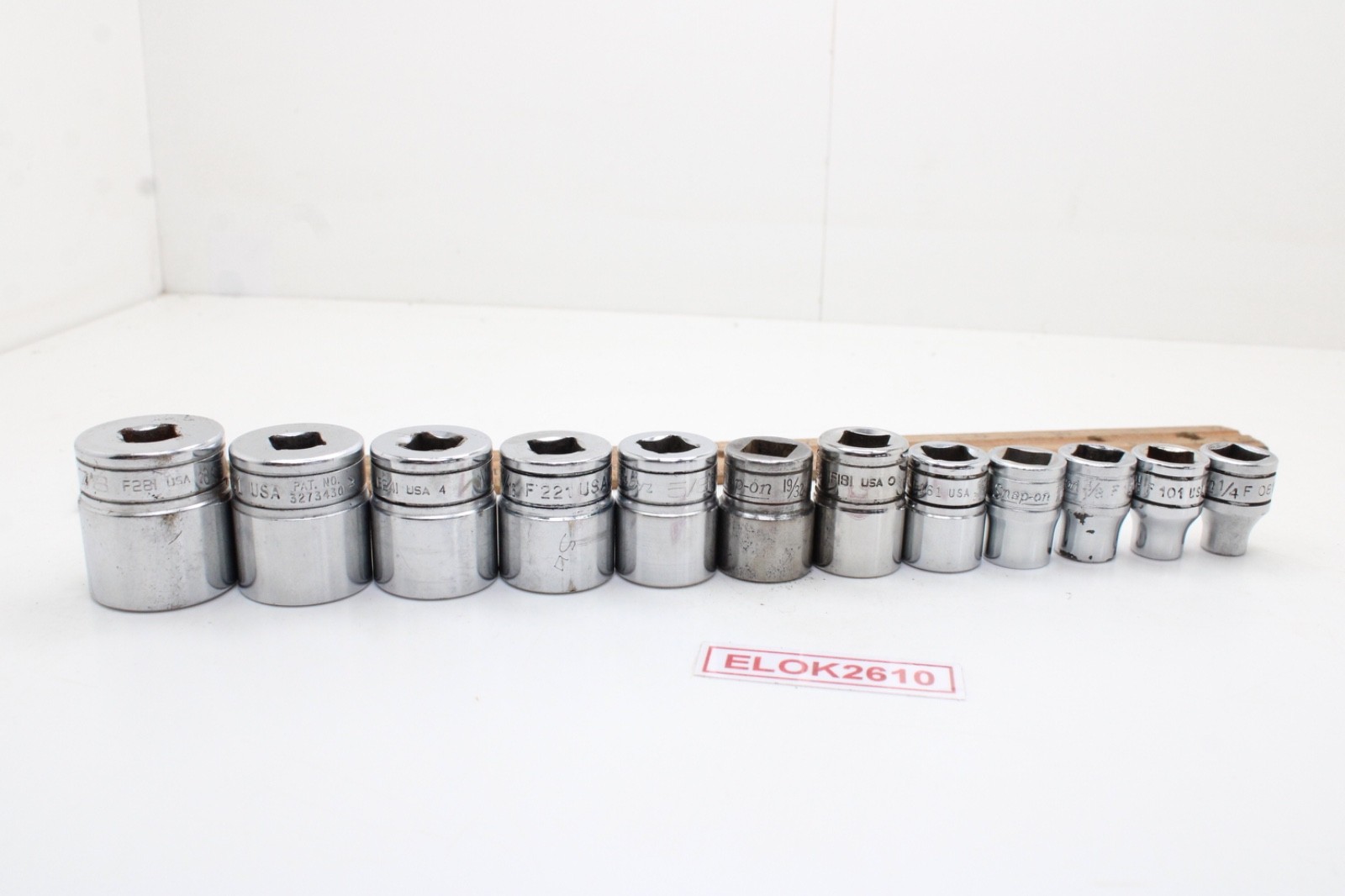 Snap-on F081 – F281 1/4-7/8″ 3/8″ Drive 12 Point 12 Piece SAE Chrome Set USA