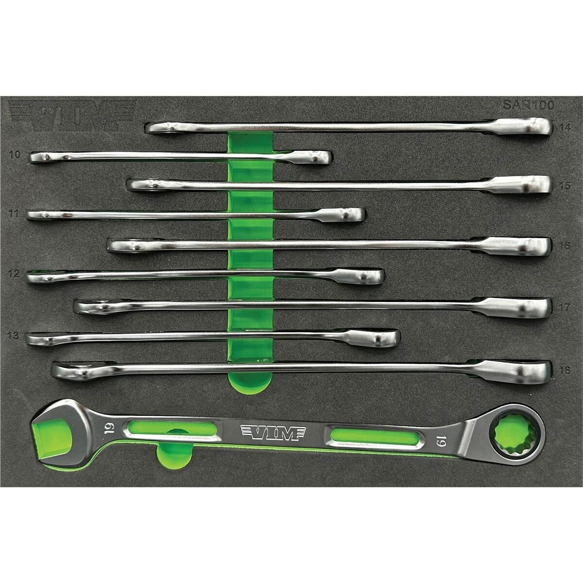 VIM Tools SAR100 10 piece Slim Angled Ratcheting Wrenche Set