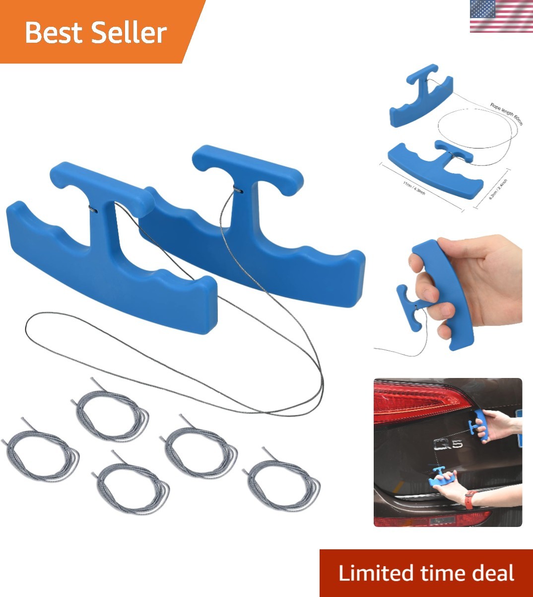 Ergonomic Vehicle Logo Remover with 5 Replacement Cords for Effortless Removal