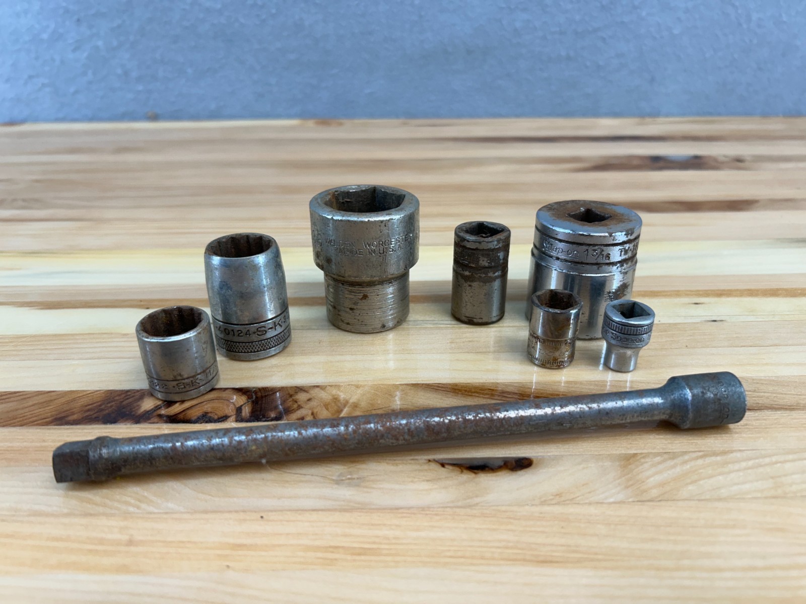 8pc VTG Snap-on S-K Walden Tools Sockets + Extension – Various Square Drive Size