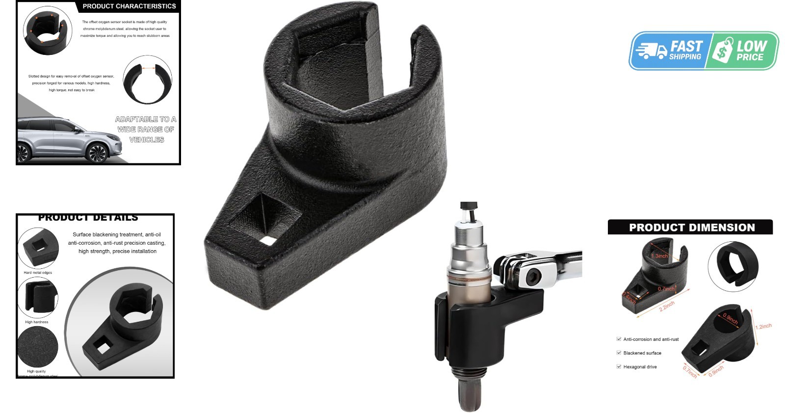 Durable 7/8-Inch 22mm Offset Automotive Oxygen Sensor Tool – Corrosion-Resistant