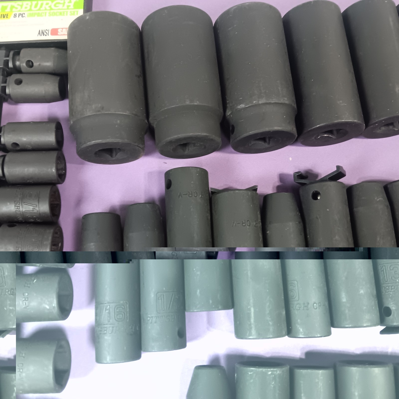 Lot of 38 Mixed Impact CRV Deep Sockets 3/4″ & 1/2″ Pittsburgh Tools
