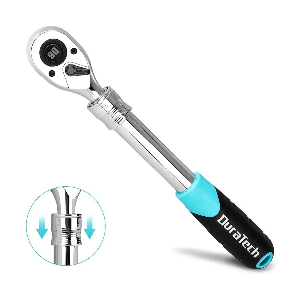 DURATECH 1/2″ Drive Extendable Ratchet 90-Tooth Quick-release Ratchet 5 Sections