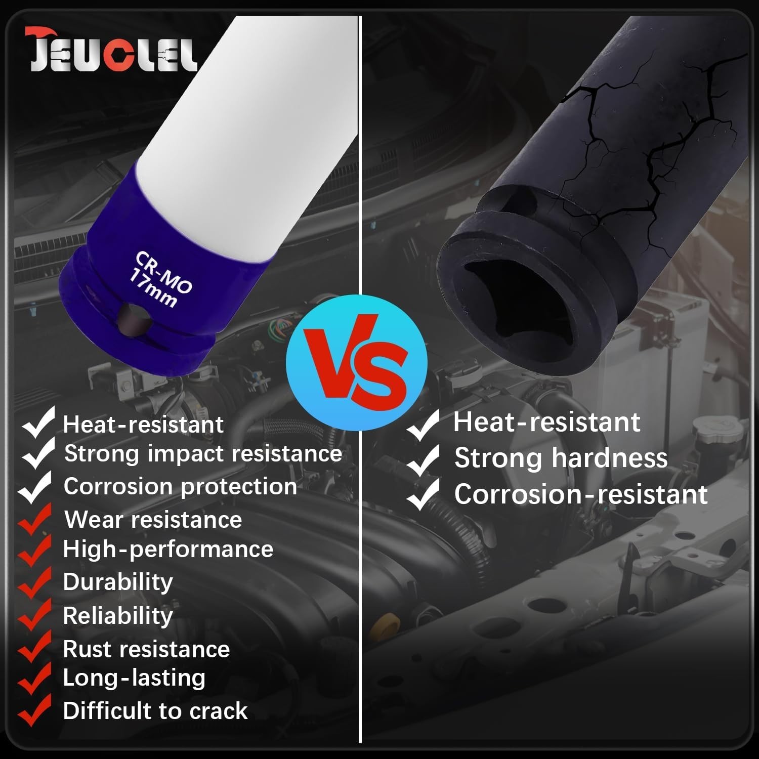 17mm Impact Socket, 1/2″ Drive Wheel Protector, Thin Wall Deep Socket