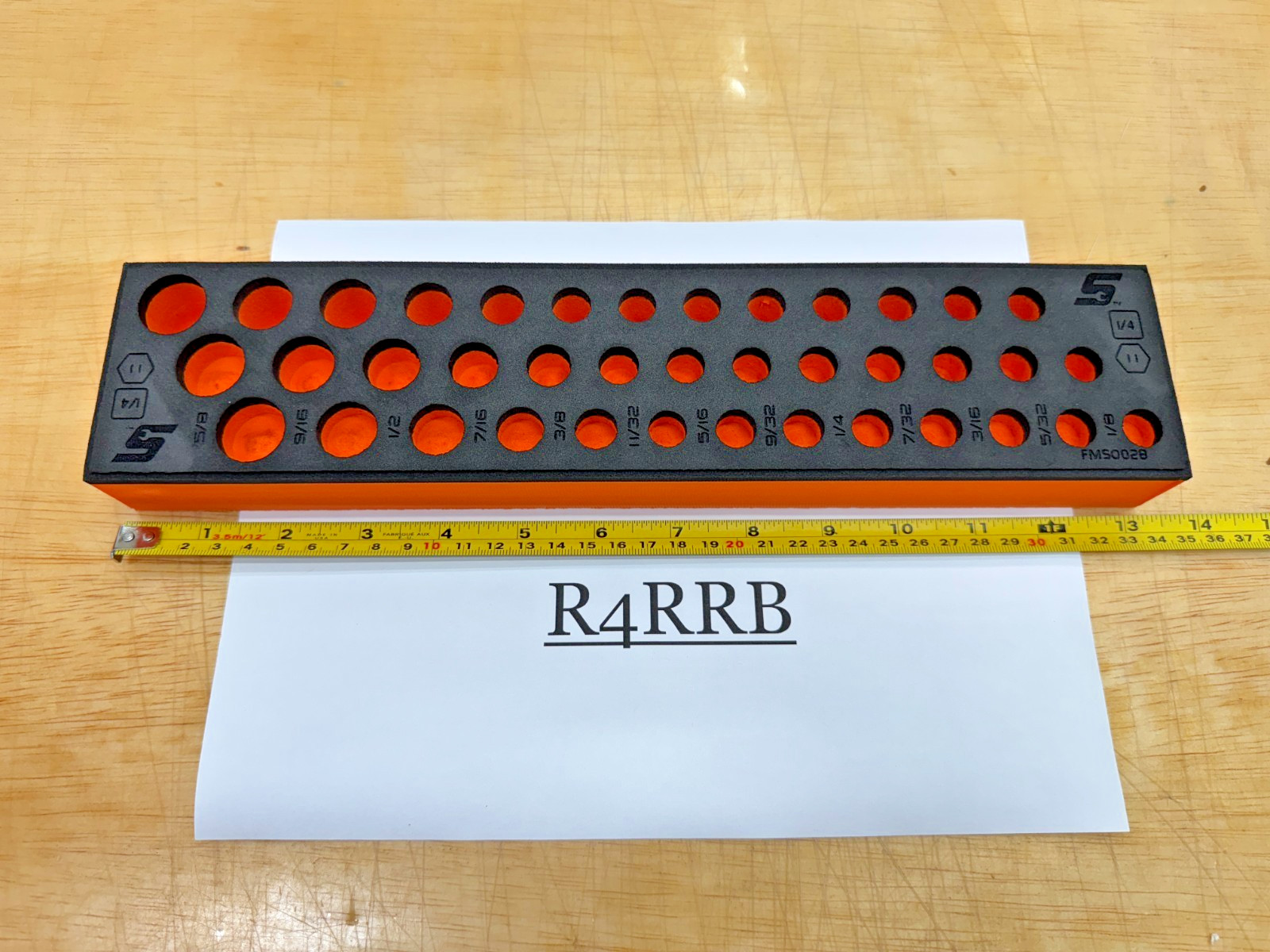 Snap-on Tools ORANGE FOAM ORGANIZER for 39pc 1/4″ Drive SAE Socket Set FMS002BO