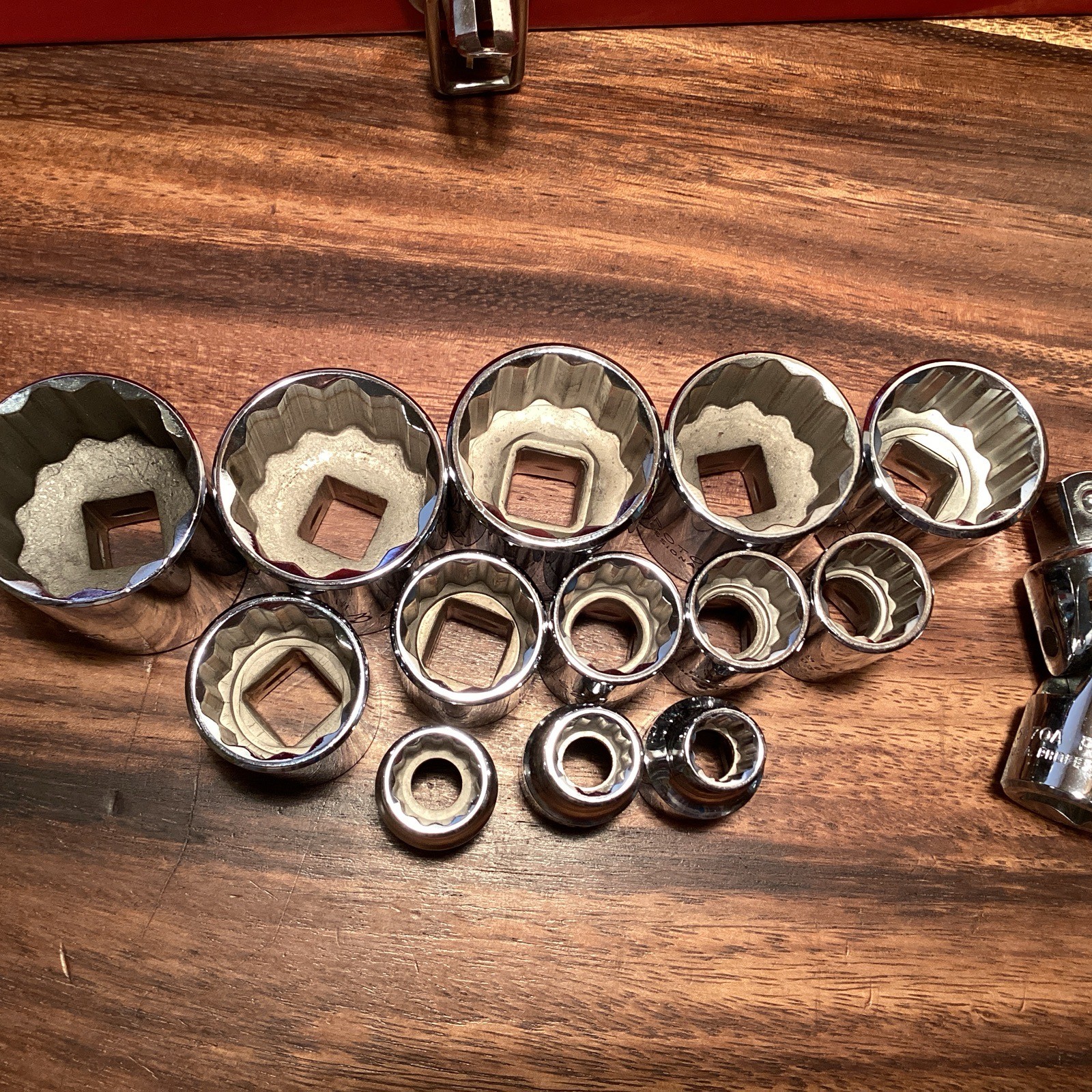 18-pc. PROTO TOOLS 1/2” DRIVE PROFESSIONAL SAE SOCKET SET, 12-POINT, METAL CASE