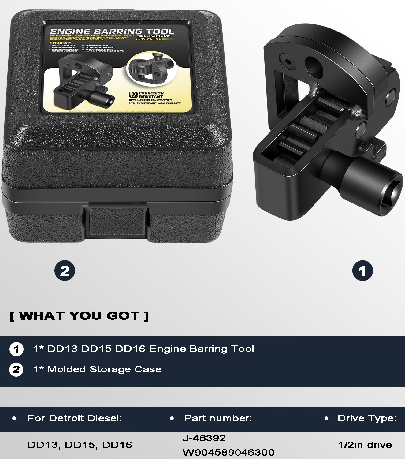 J-46392 Engine Barring Tool for Detroit Diesel DD13, DD15, DD16, MBE4000, MBE900