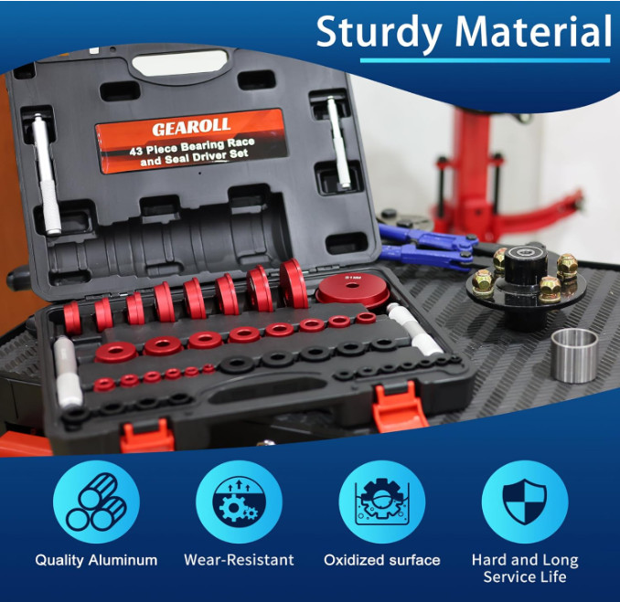 43Pc Bearing Press Kit Race & Seal Driver Set w/ Adapters Punch Set