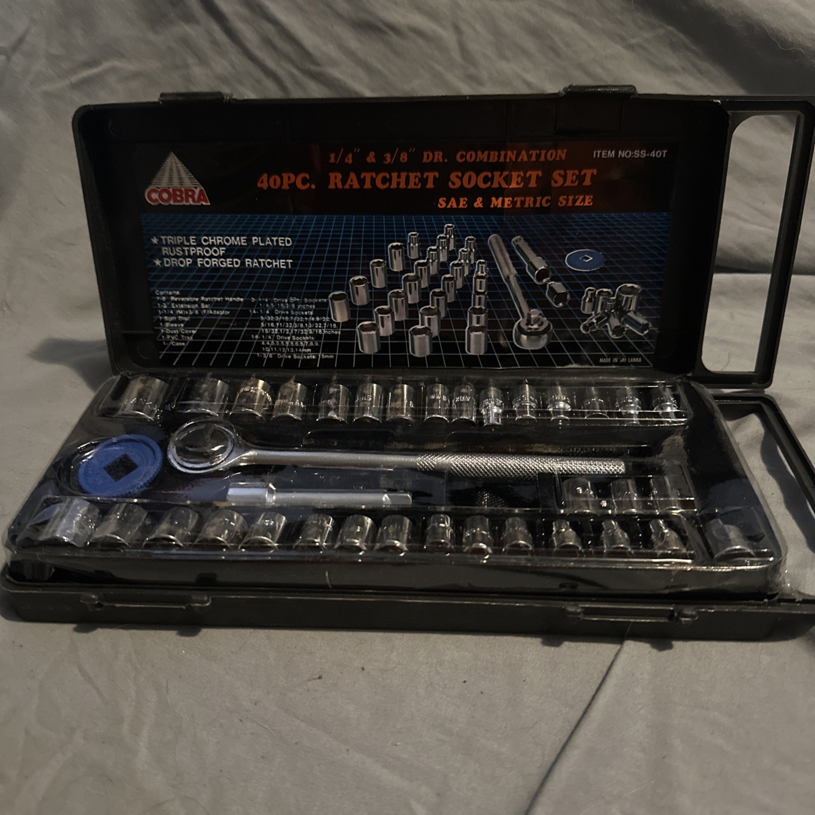 Cobra 40 pcs. Socket Wrench Ratchet Set Tool with Case COMPLETE