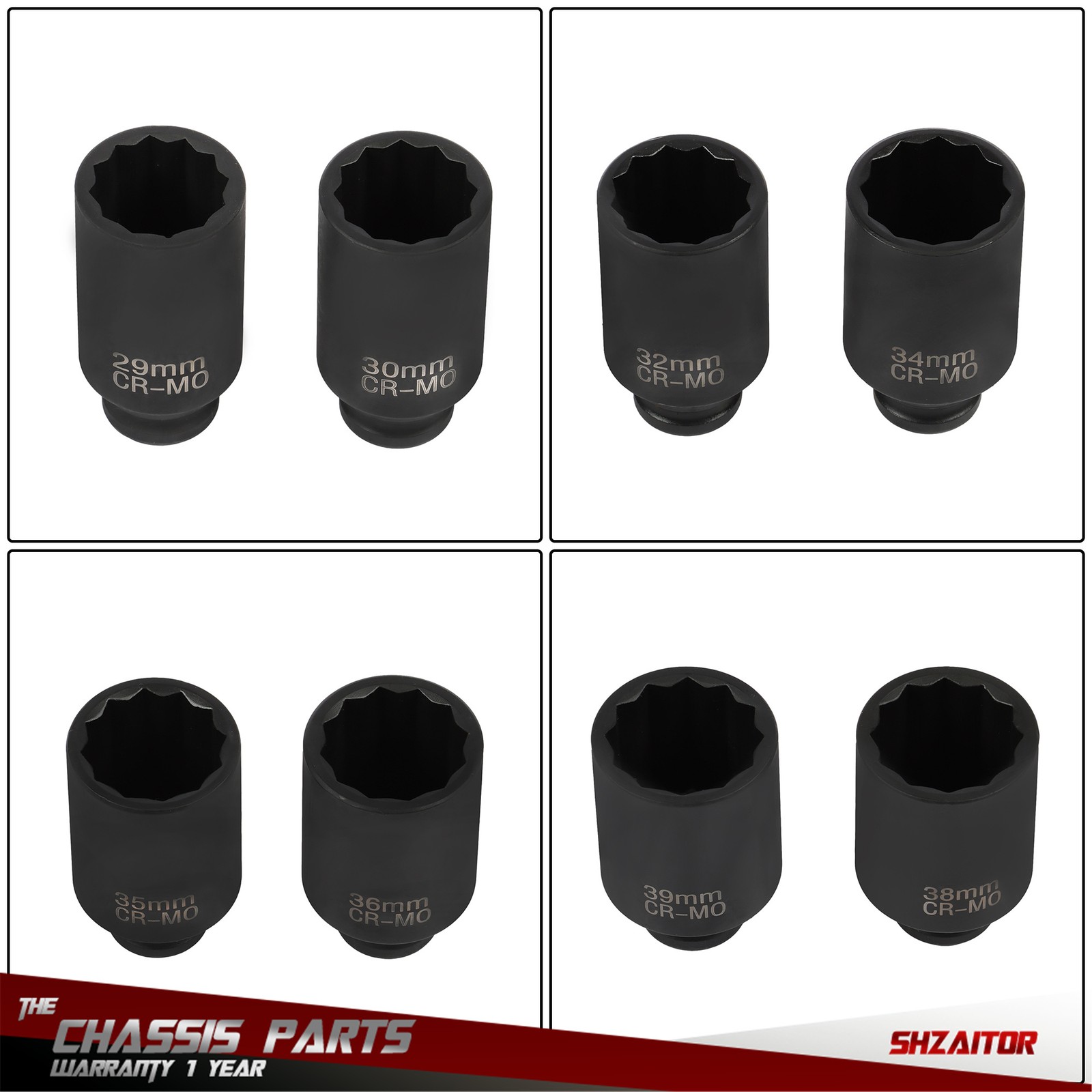 8Pcs Axle Nut Socket Set 12 Point 1/2″ Drive 29mm-39mm for Toyota BMW
