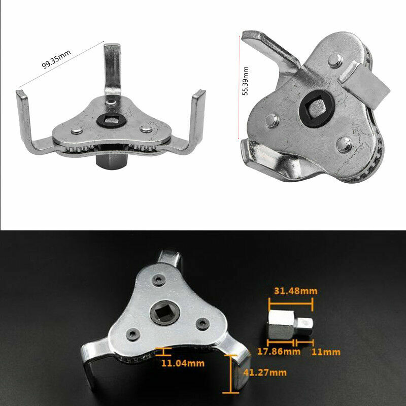 Dual Drive Oil Fuel Filter Remover Wrench Removal Tool 3 Jaw 2 Way 60-110mm Car