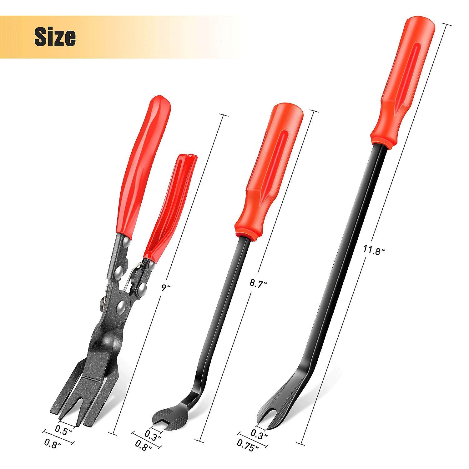 3 Pcs Clip Pliers Set & Fastener Remover Auto Upholstery Combo Repair Kit wi…