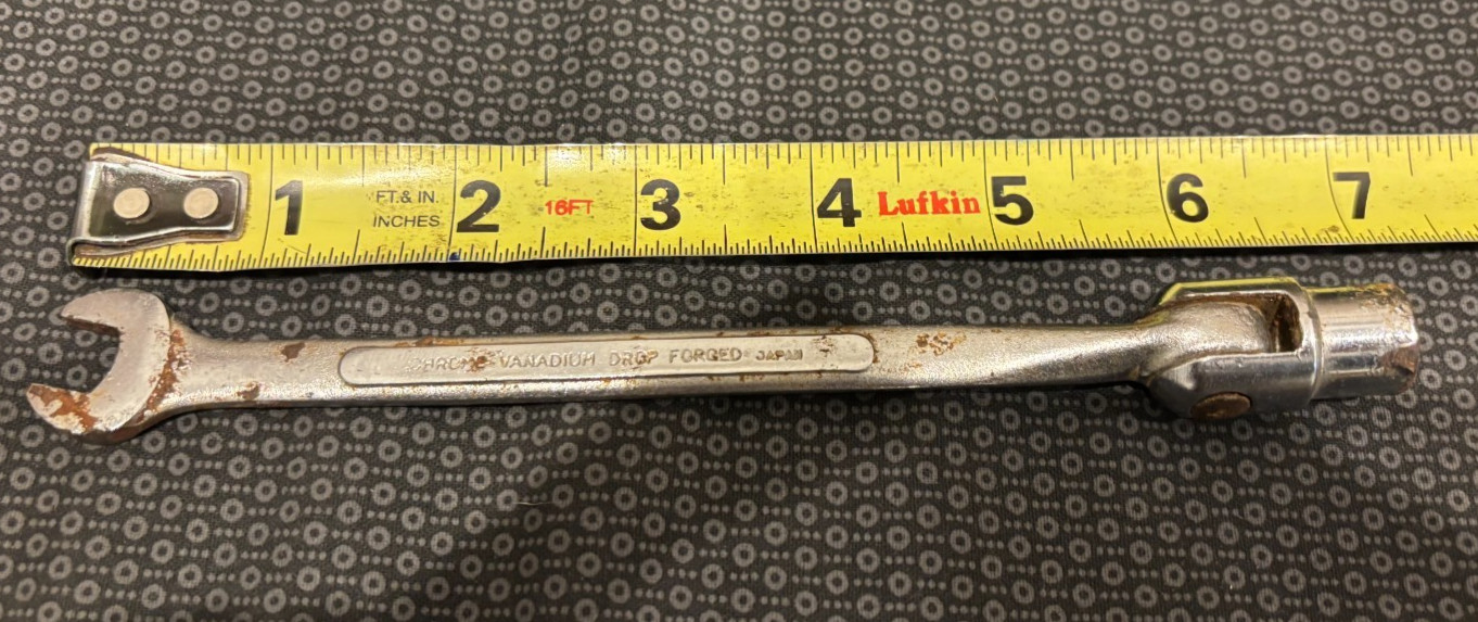 Vintage! Truecraft SAE 3/8″ 12 Point Flex Head Wrench Socket and 3/8″ Open End
