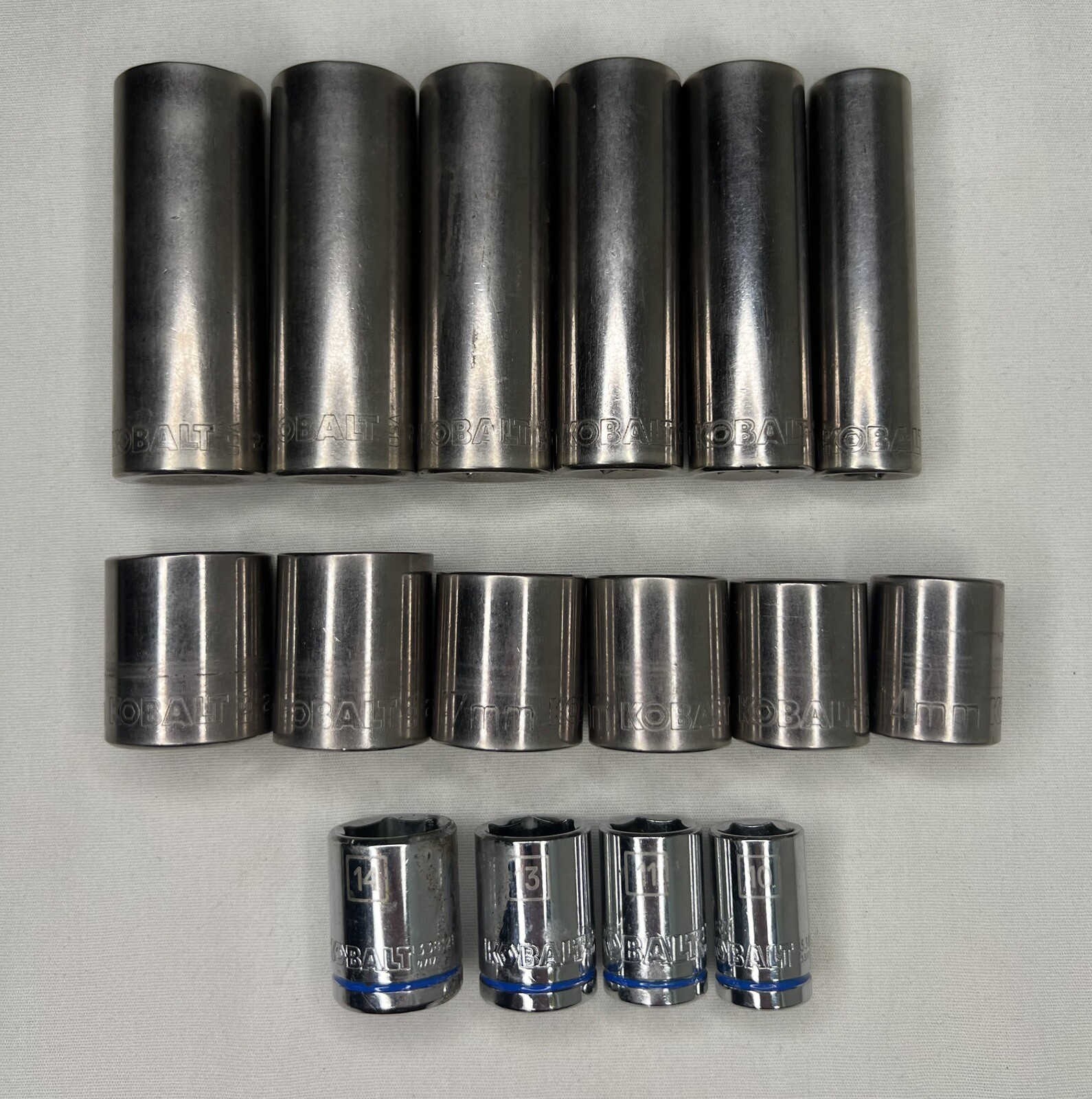 16 Various Kobalt Metric Sockets 10, 11, 13, 14, 15, 16, 17, 18, 19mm