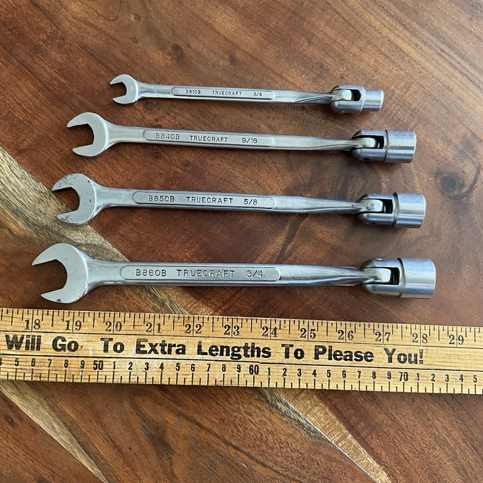 Vintage True Craft Open End & Flexible End Socket Wrenches 3/4″ to 3/8″ Lot Of 4