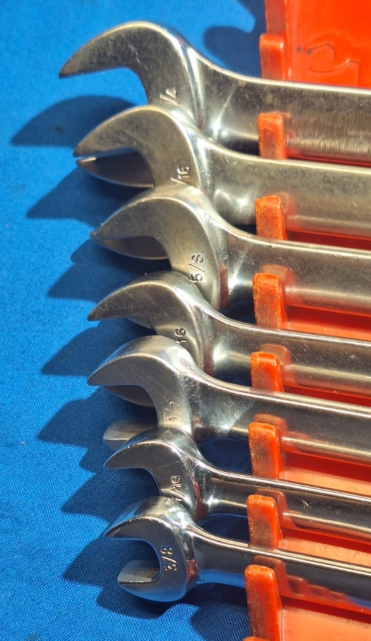 Old Logo Snap-On 7 piece RXS Open end Flare Nut SAE wrench set 3/4″ – 3/8″