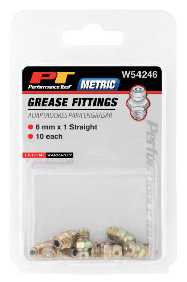 Performance Tool W54246 6mm x 1mm Grease Fitting, (Pack of 10)