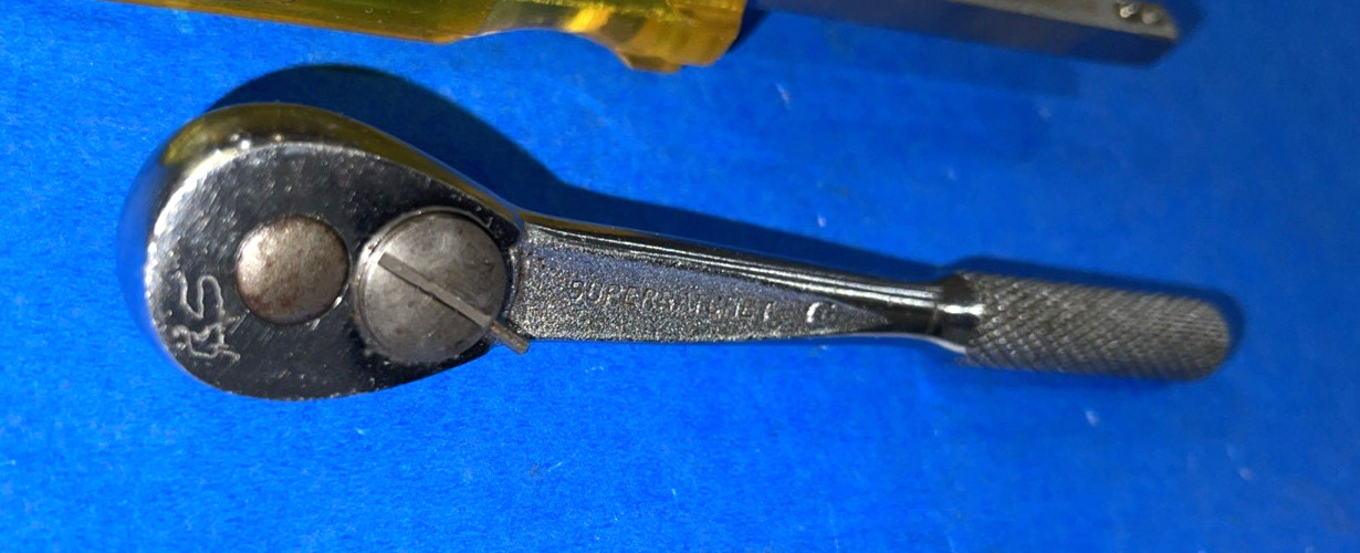 WILLIAMS CO TOOLS VINTAGE 3 PIECE 1/4 DRIVE SUPER RATCHET-EXTENSION-BIT DRIVER