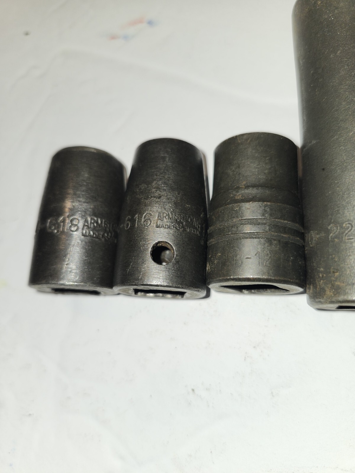 5 Armstrong 1/2″ Drive Impact Socket 7/8″ 5/8″ 9/16 1/2 USA Used