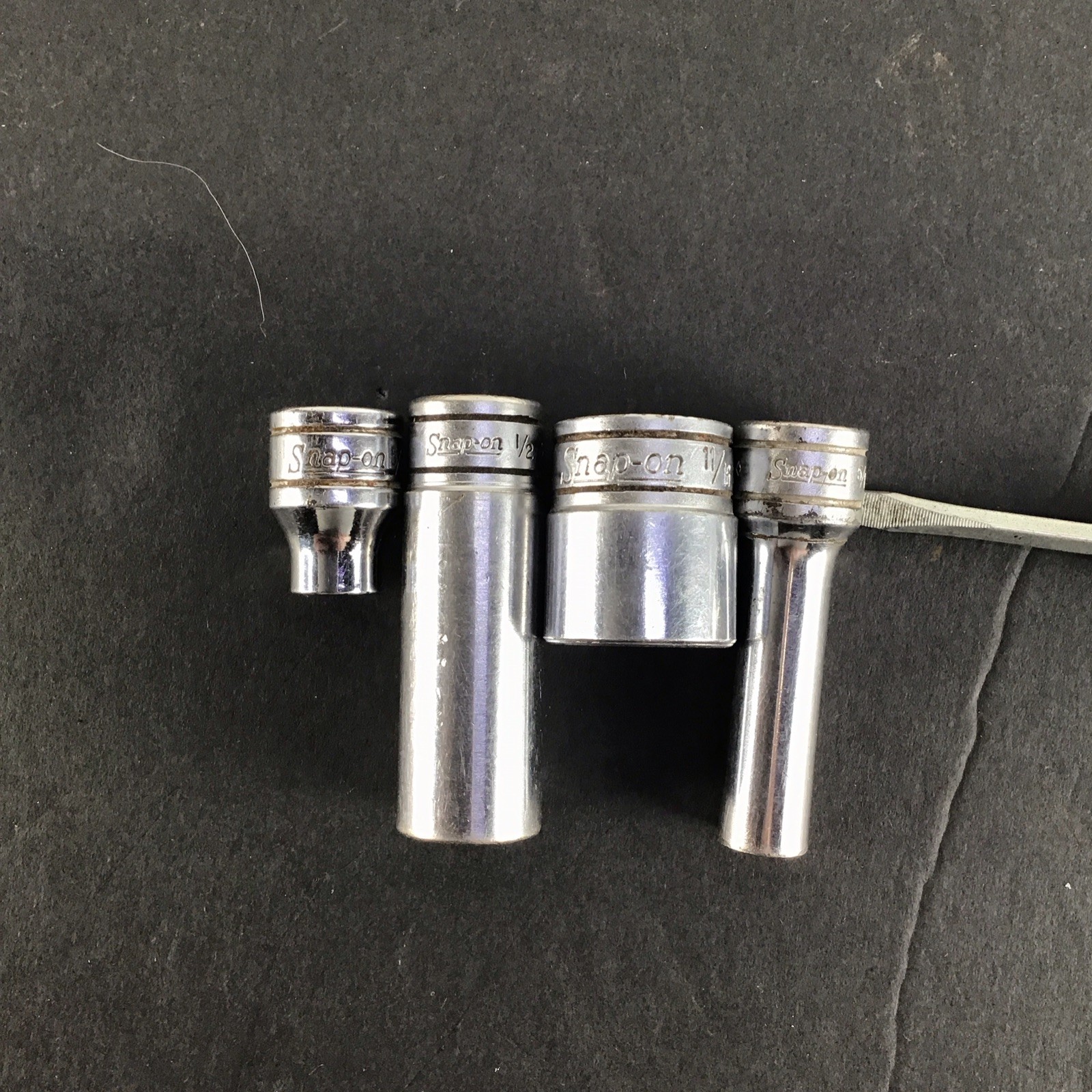Lot Of 4 Snap-On 3/8″ Drive F221, SFS161, SFS101, FS101 sockets deep shallow