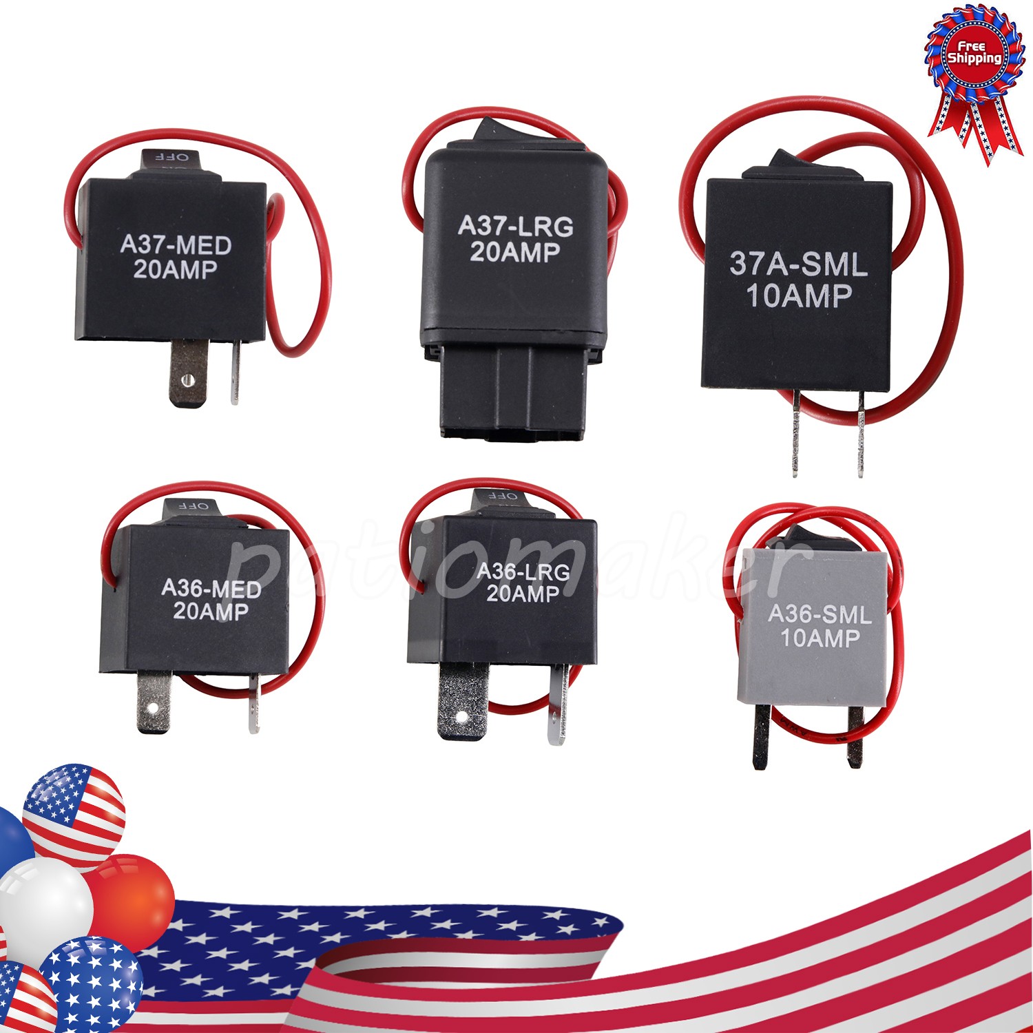 A36-MED 20AMP A36-LRG 20AMP A36-SML 10AMP A37-MED 20AMP A37-LRG20AMP 9038A Relay